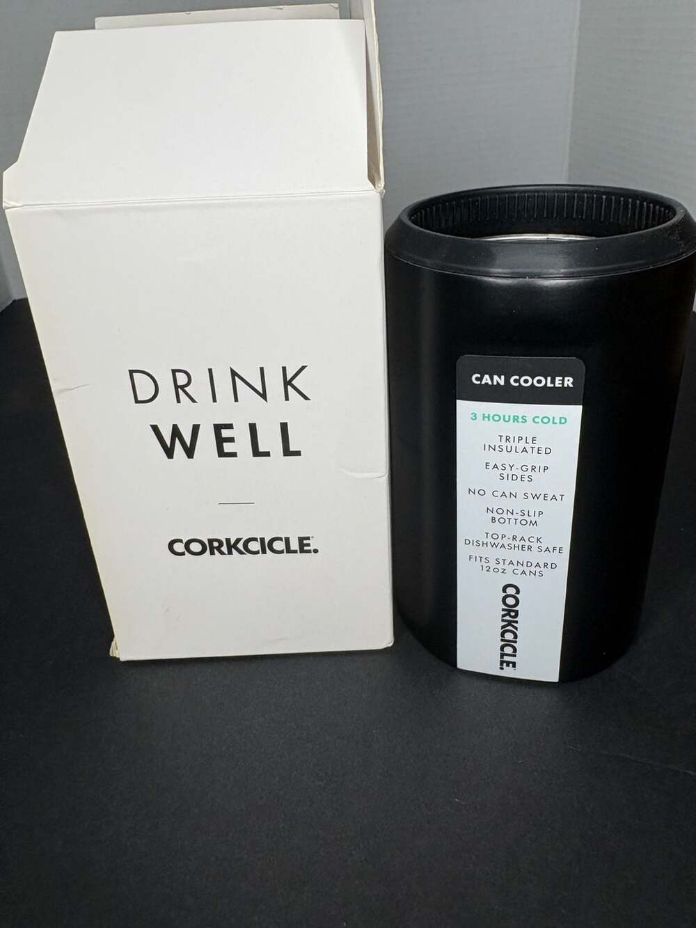 Corkcicle 12oz Arctican Triple Insulated Can Cooler Matte Black with Truckstop B